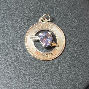 Vintage sterling silver pendant charm. June birthday. Says mom.
